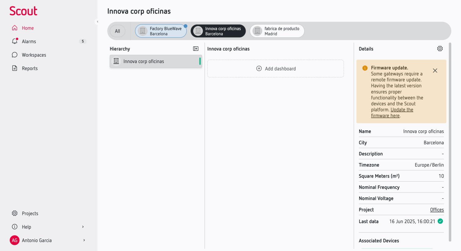 Firmware update in asset